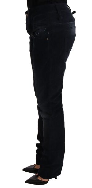 Blue Washed Cotton Denim Low Waist Loose Fit Trousers Jeans