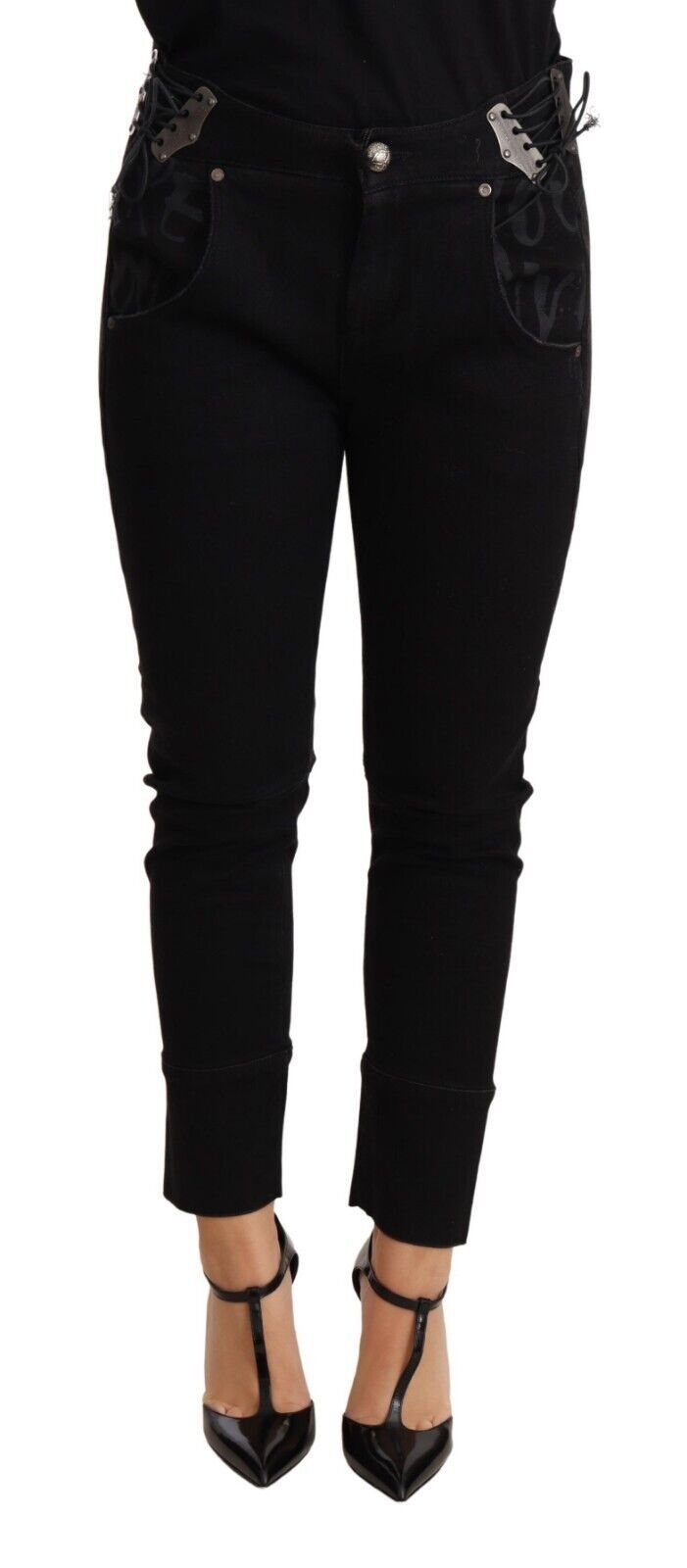 Ermanno Scervino - Black Low Waist Skinny Slim Trouser Cotton  Jeans