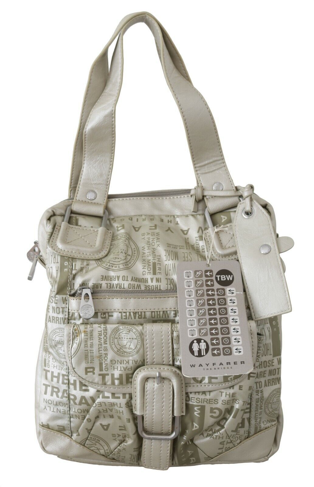 WAYFARER - White Printed Handbag Shoulder Fabric Purse