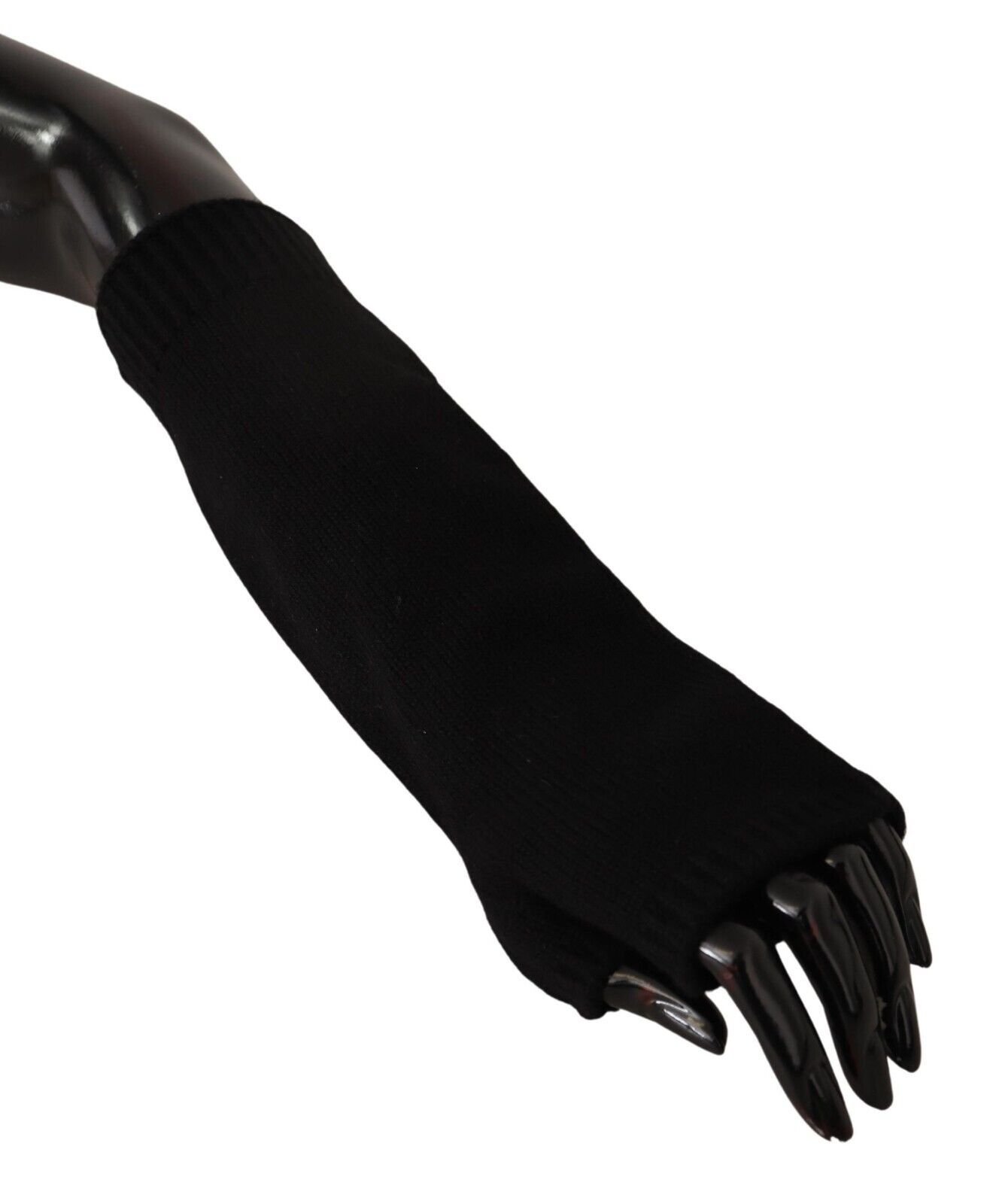 Dolce & Gabbana - Black Knitted Fingerless Elbow Length Gloves