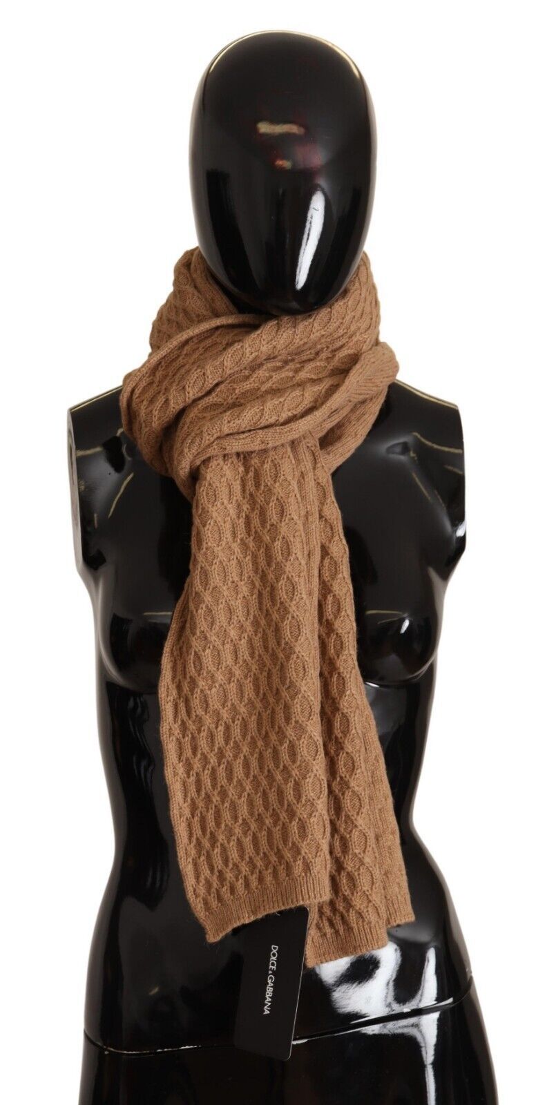 Dolce & Gabbana - Dark Brown Wrap Shawl Knitted Camel Scarf