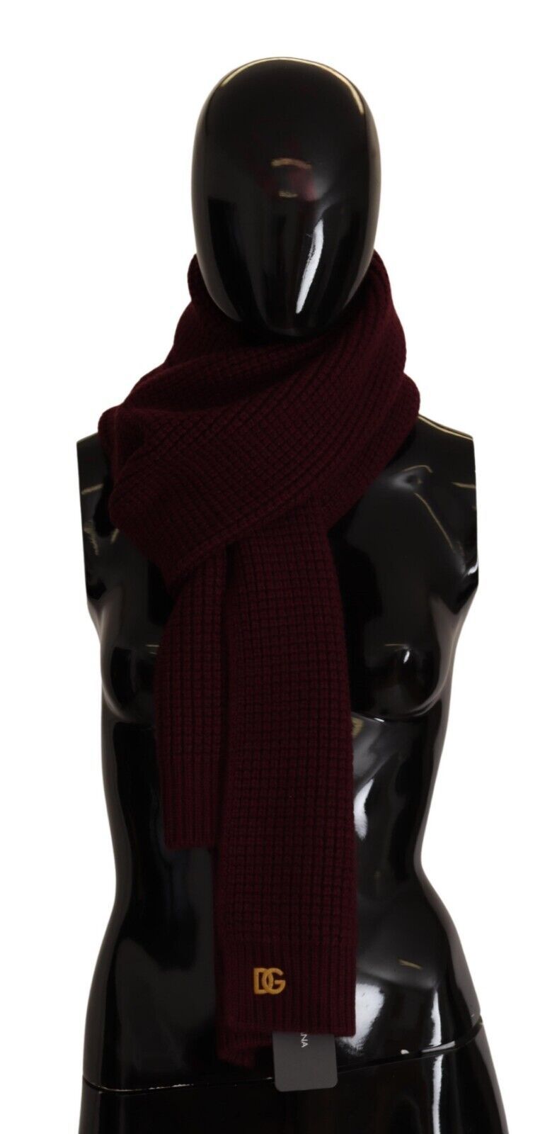 Dolce & Gabbana - Dark Red Cashmere Logo Wrap Shawl Knitted Scarf