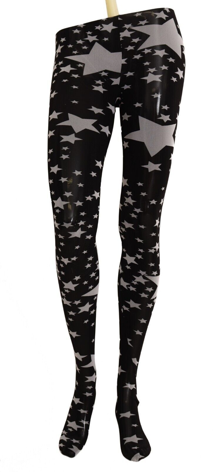 Dolce & Gabbana - Black White Stars Print Nylon Stockings