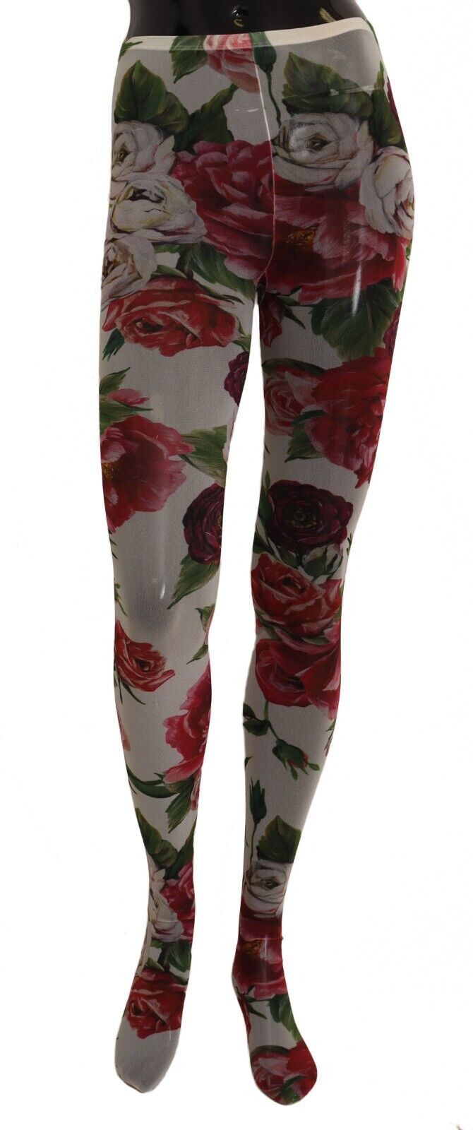 Dolce & Gabbana - White Floral Print Tights Nylon Stockings