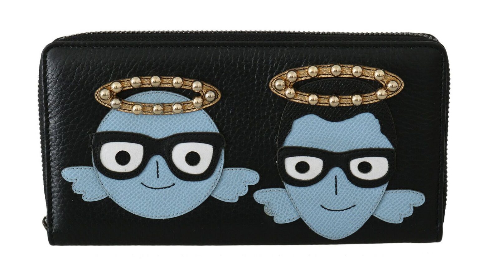 Dolce & Gabbana - Black Blue Leather #DGFAMILY Zipper Continental Wallet