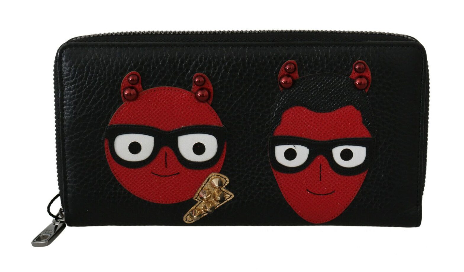 Dolce & Gabbana - Black Red Leather #DGFAMILY Zipper Continental Wallet