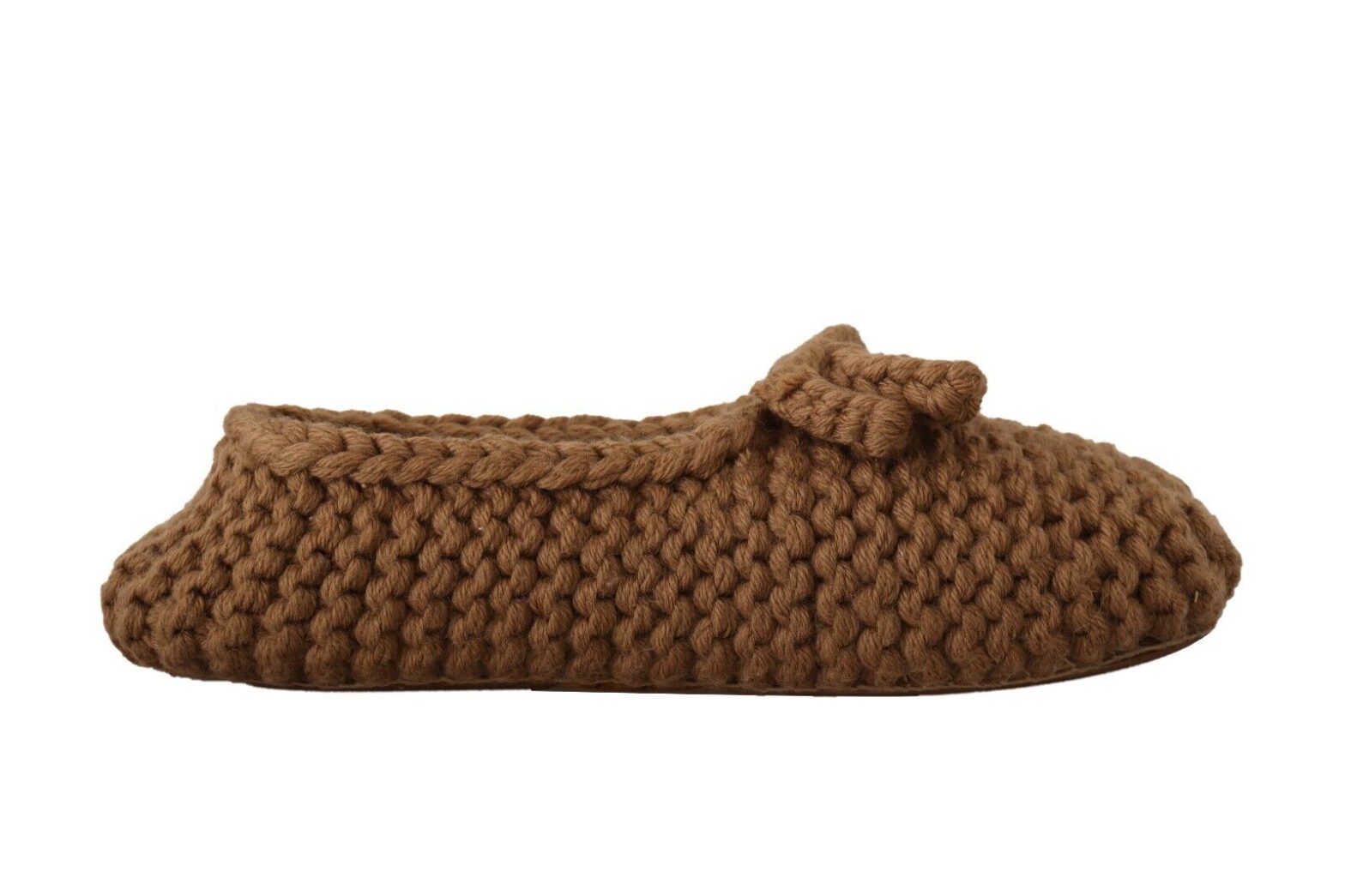 Dolce & Gabbana - Brown Slip On Ballerina Flats Wool Knit Shoes