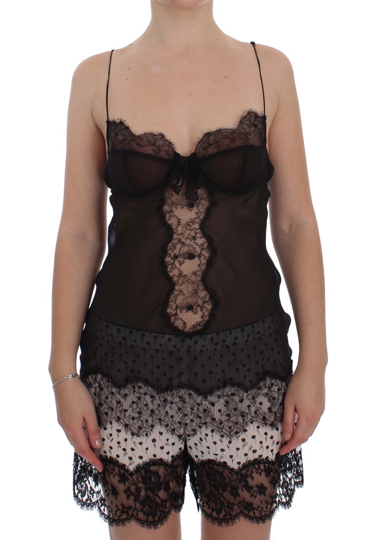 Dolce & Gabbana - Black Silk Lace Babydoll Lingerie Top