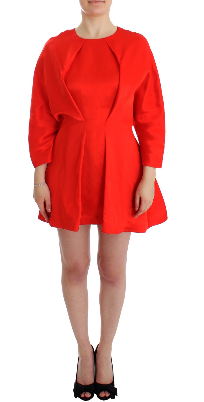 Fyodor Golan - Red Mini Linen 3/4 Sleeve Sheath Dress