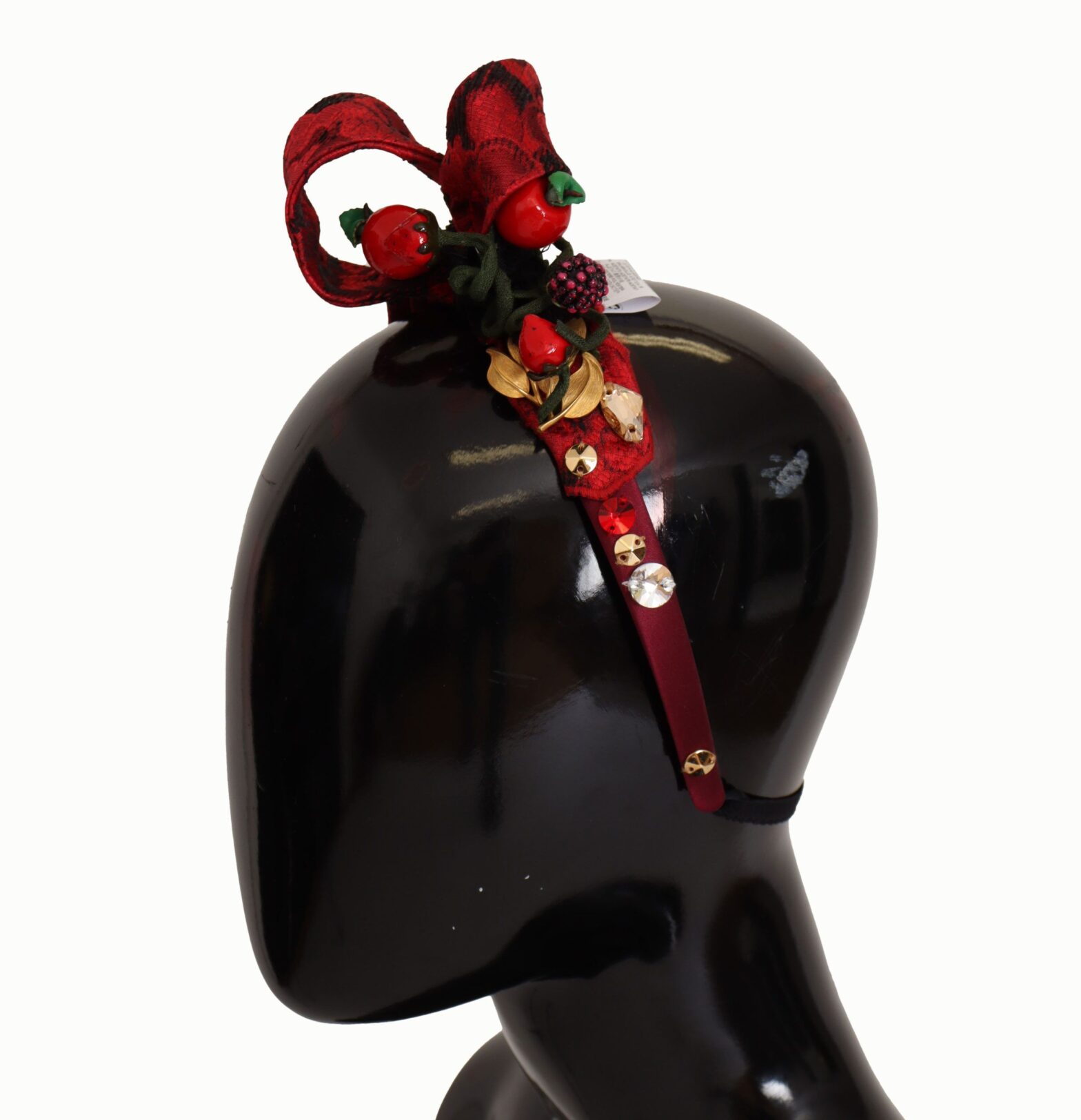 Dolce & Gabbana - Cherry Silk Crystal Bow Logo Diadem Tiara Headband