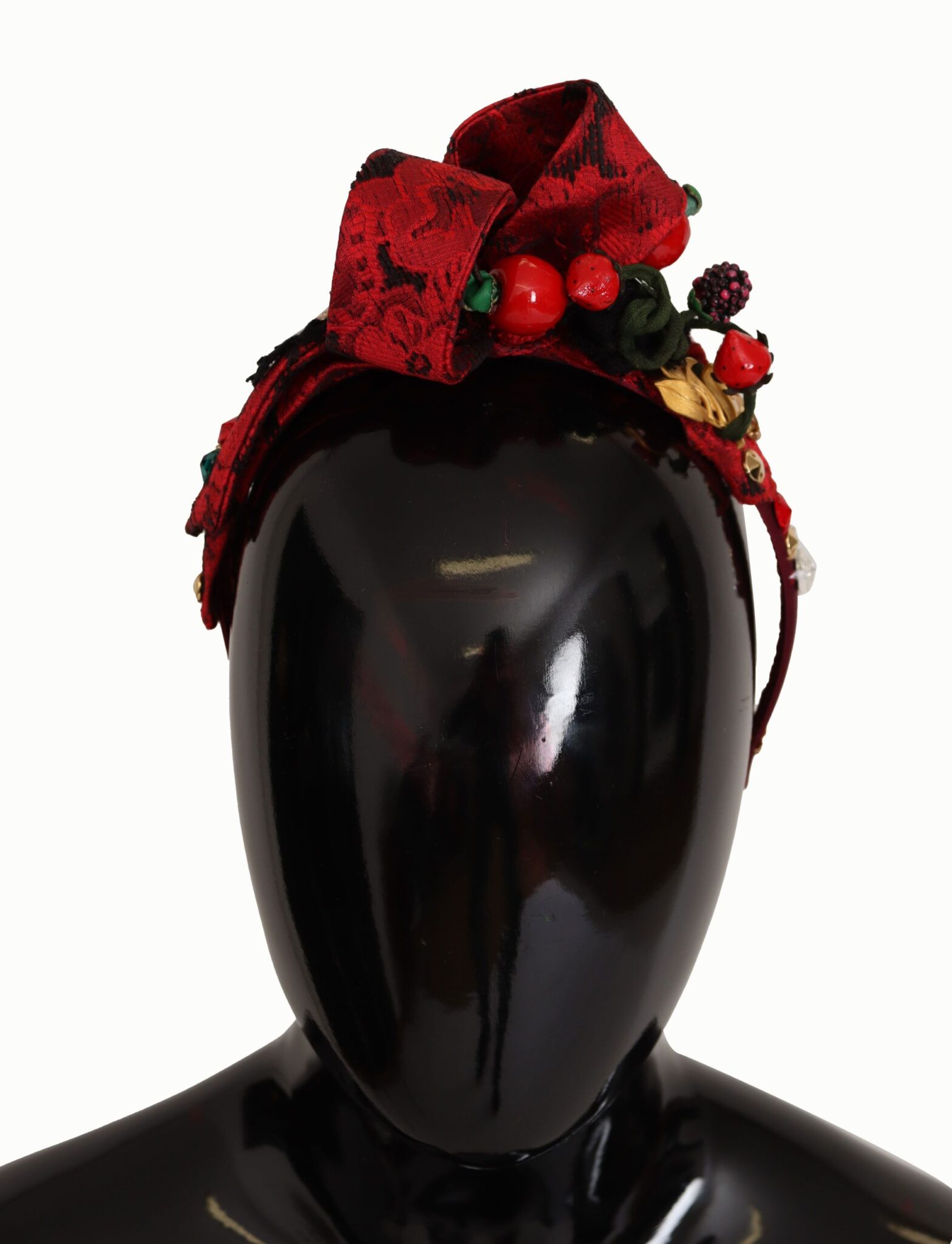 Dolce & Gabbana - Cherry Silk Crystal Bow Logo Diadem Tiara Headband