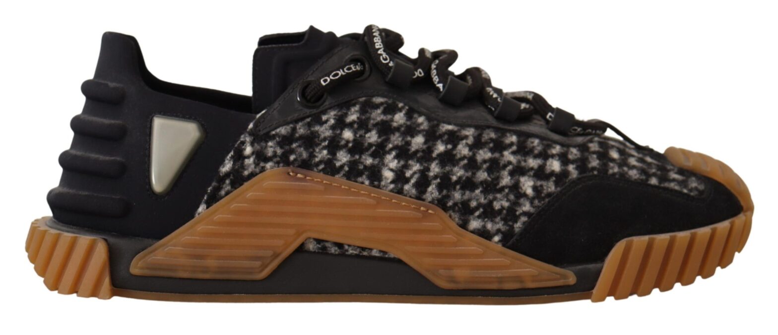 Dolce & Gabbana - Black White Fabric Lace Up NS1 Sneakers