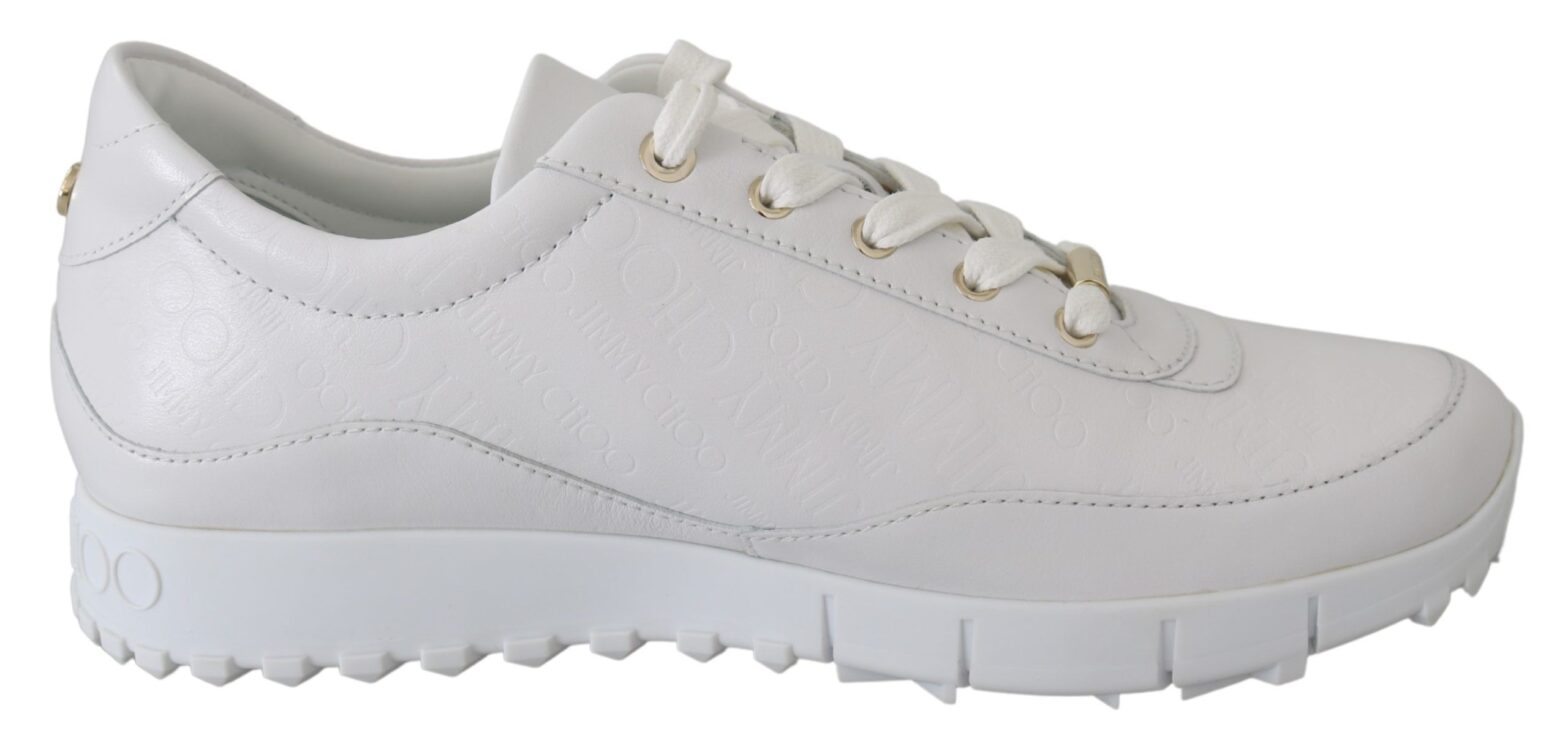 Jimmy Choo - White Leather Monza Sneakers