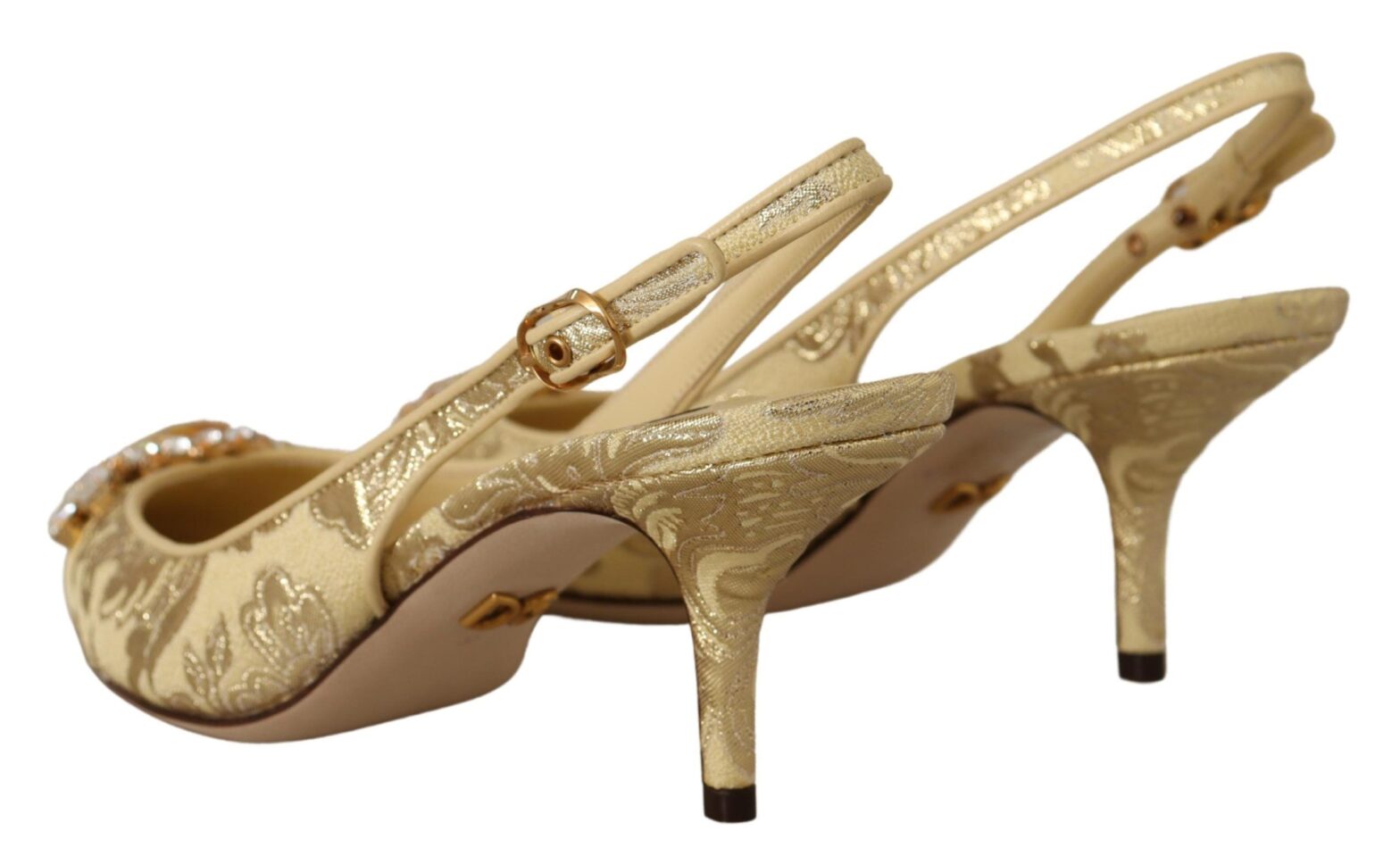 Dolce & Gabbana - Gold Crystal Slingbacks Pumps Heels Shoes
