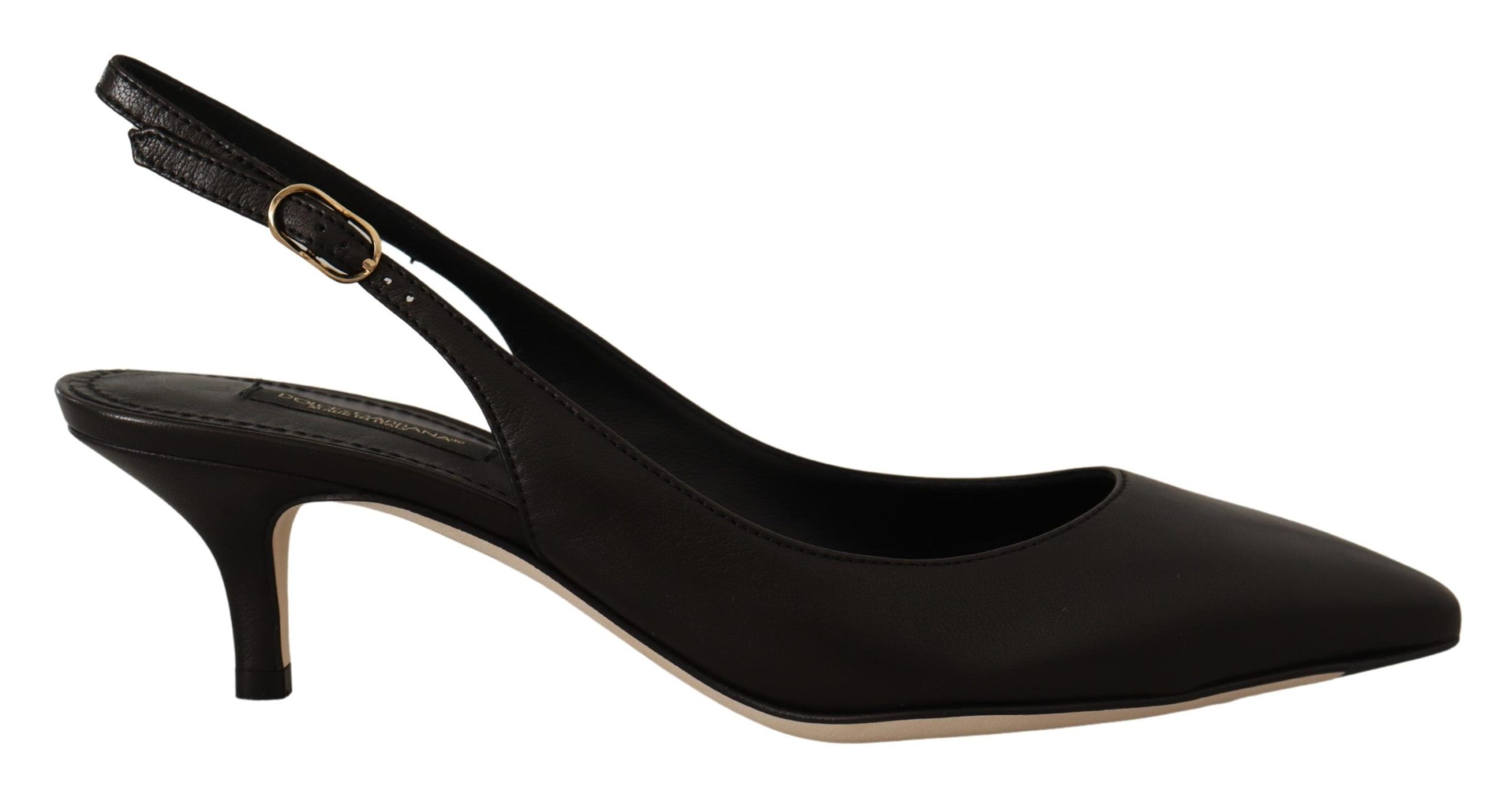 Dolce & Gabbana - Black Leather Slingbacks Heels Pumps Shoes