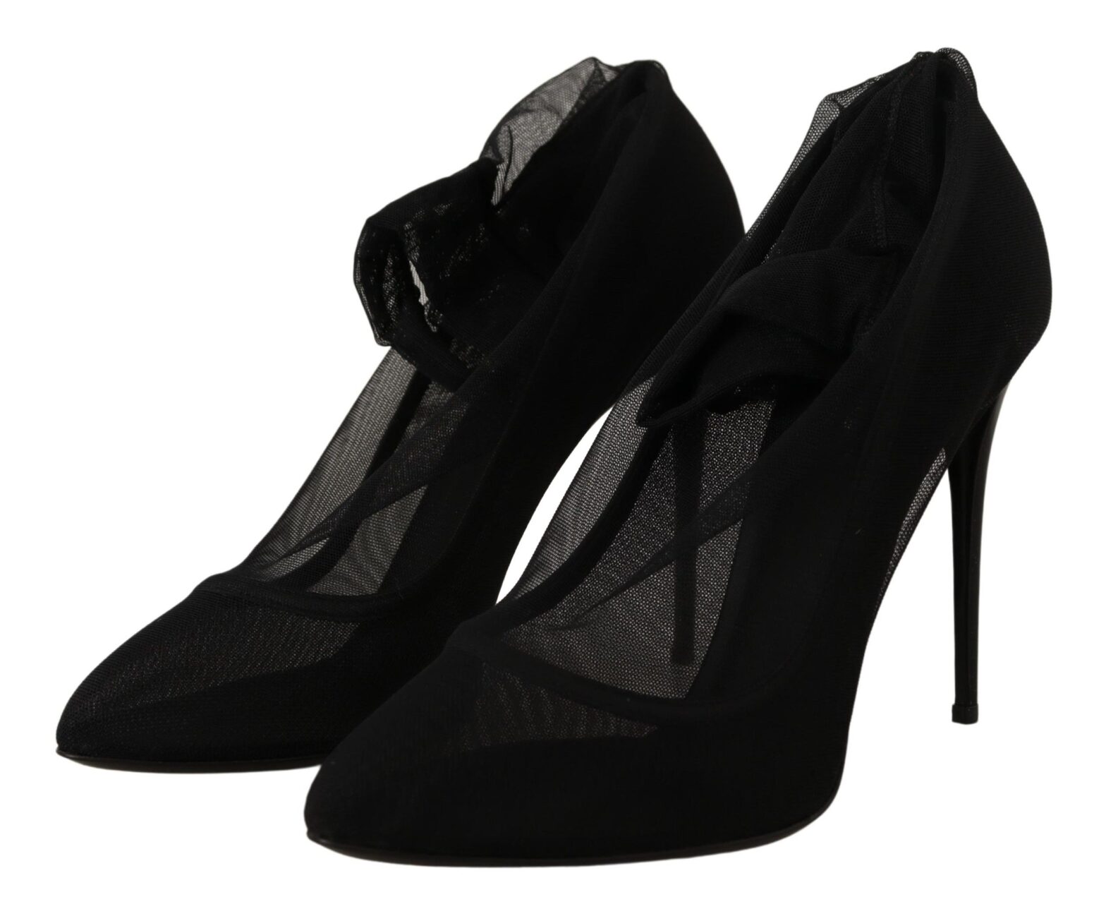 Dolce & Gabbana - Black Tulle Stretch Boots Pumps Shoes