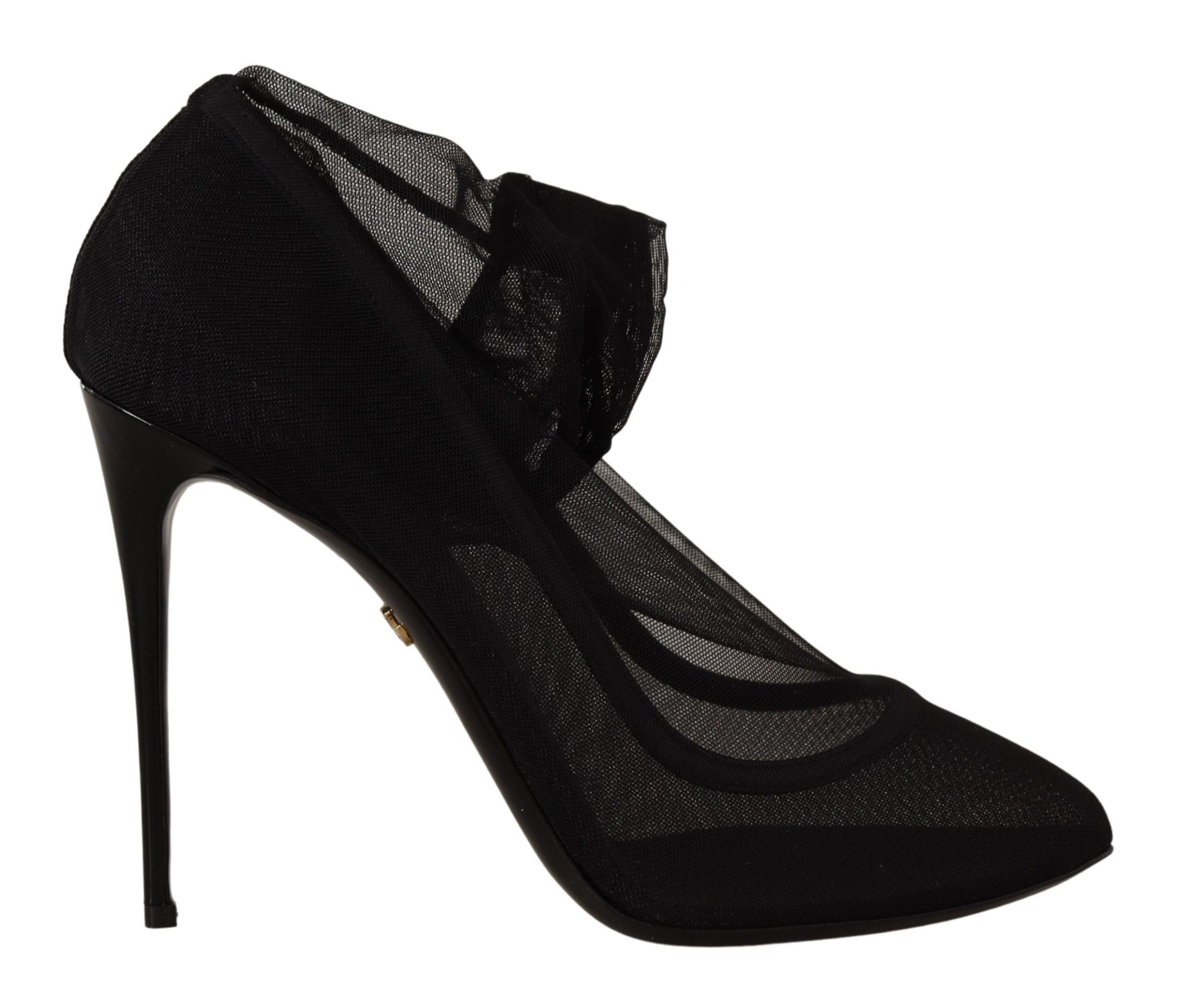 Dolce & Gabbana - Black Tulle Stretch Boots Pumps Shoes