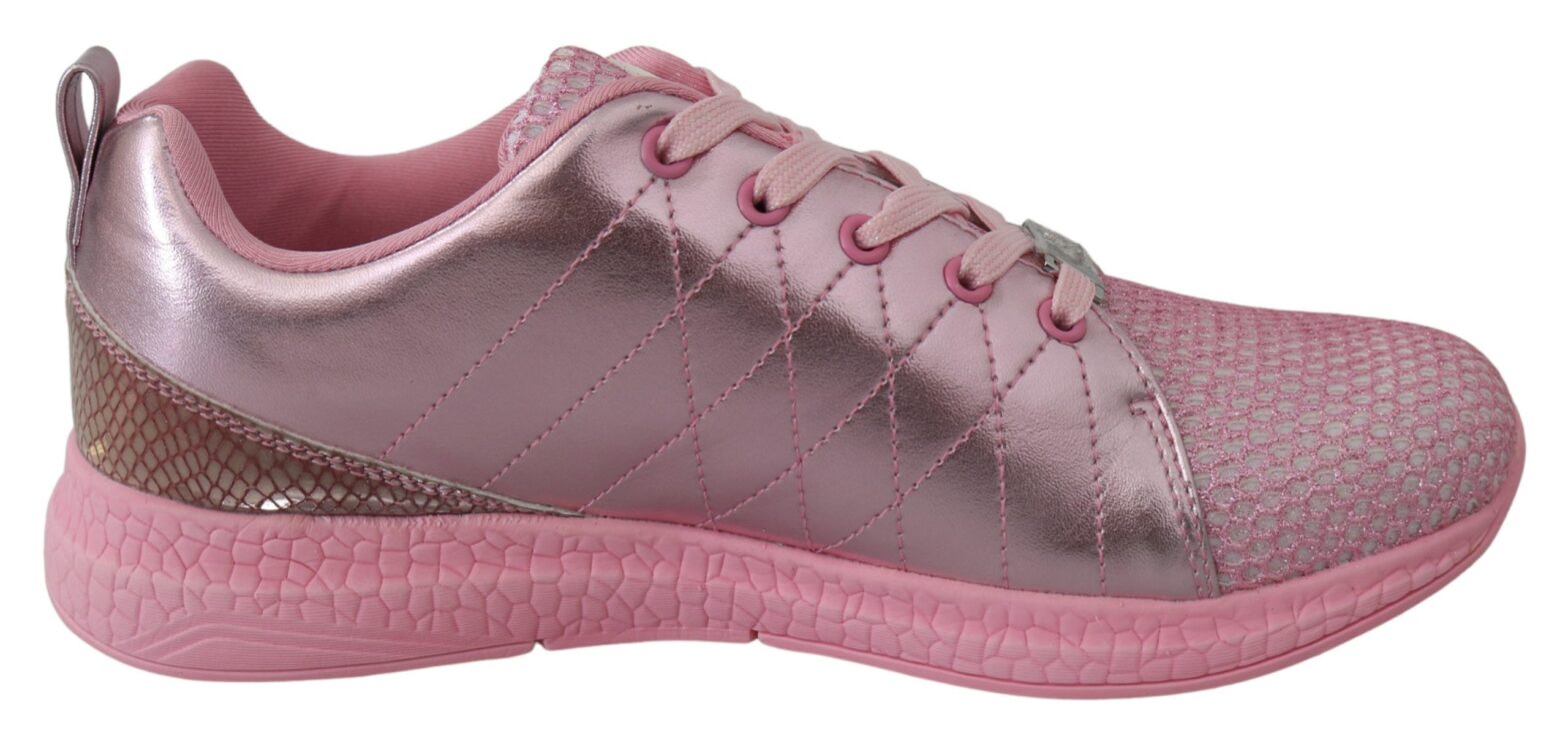 Plein Sport - Pink Blush Polyester Runner Gisella Sneakers Shoes