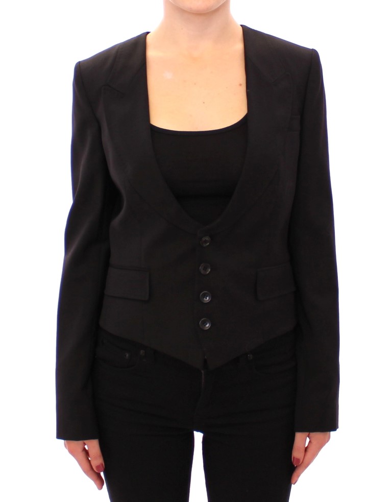 Dolce & Gabbana - Black Silk Scarf Back Blazer Jacket