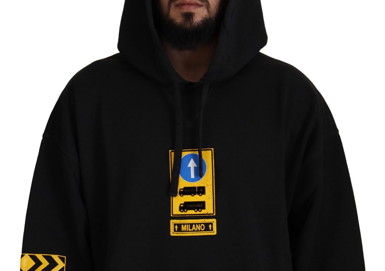 Dolce & Gabbana - Black Cotton Hooded DG Shield Pullover Sweater