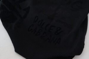 Black Wool Logo Pattern Crewneck Pullover Sweater