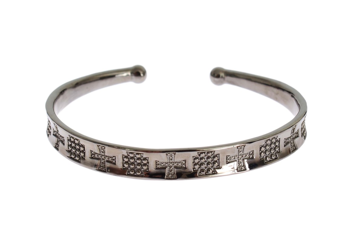 Nialaya - Gray Rhodium 925 Silver Bangle Bracelet