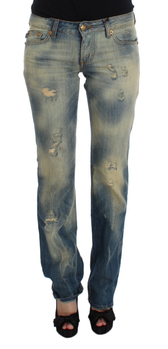 Cavalli - Blue Wash Cotton Slim Fit Bootcut Jeans