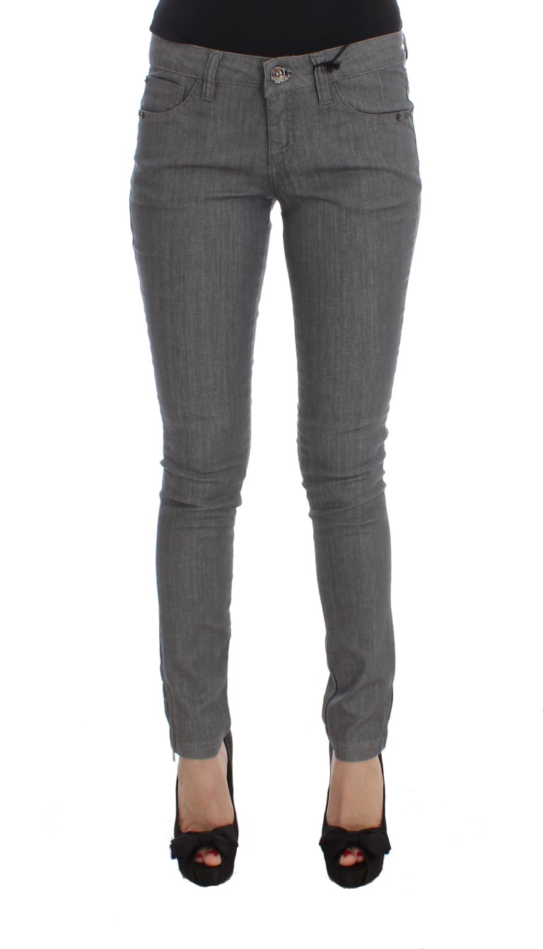 Costume National - Gray Cotton Blend Slim Fit Jeans