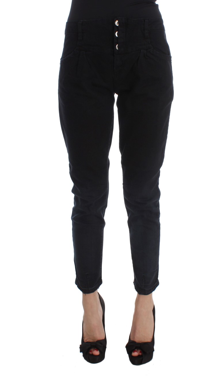Costume National - Black Cotton Slim Fit Cropped Jeans