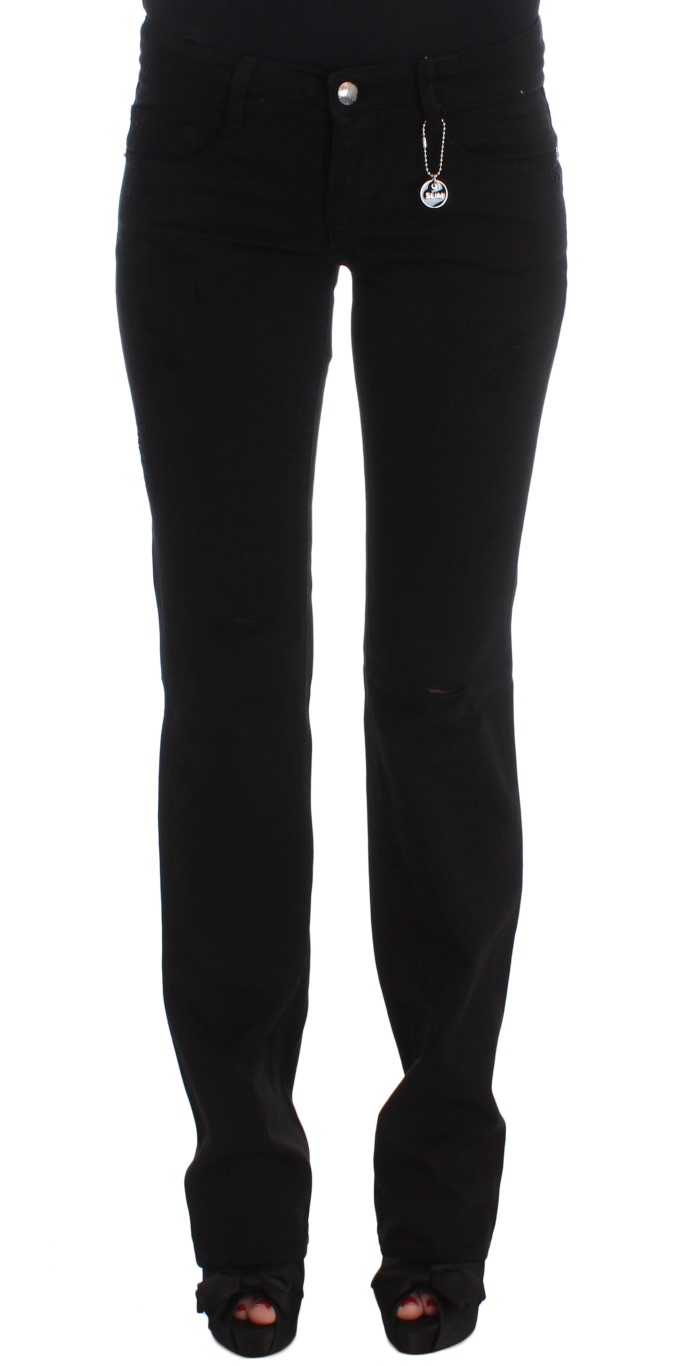 Costume National - Black Cotton Slim Fit Bootcut Jeans