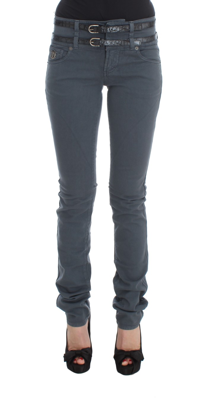 John Galliano - Blue Cotton Blend Slim Fit High Waist Jeans