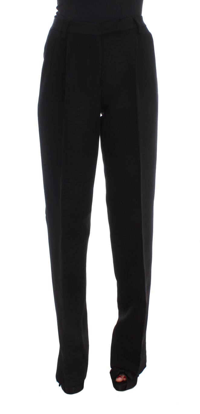 Ermanno Scervino - Black Striped Cotton Blend Wide Legs Pants
