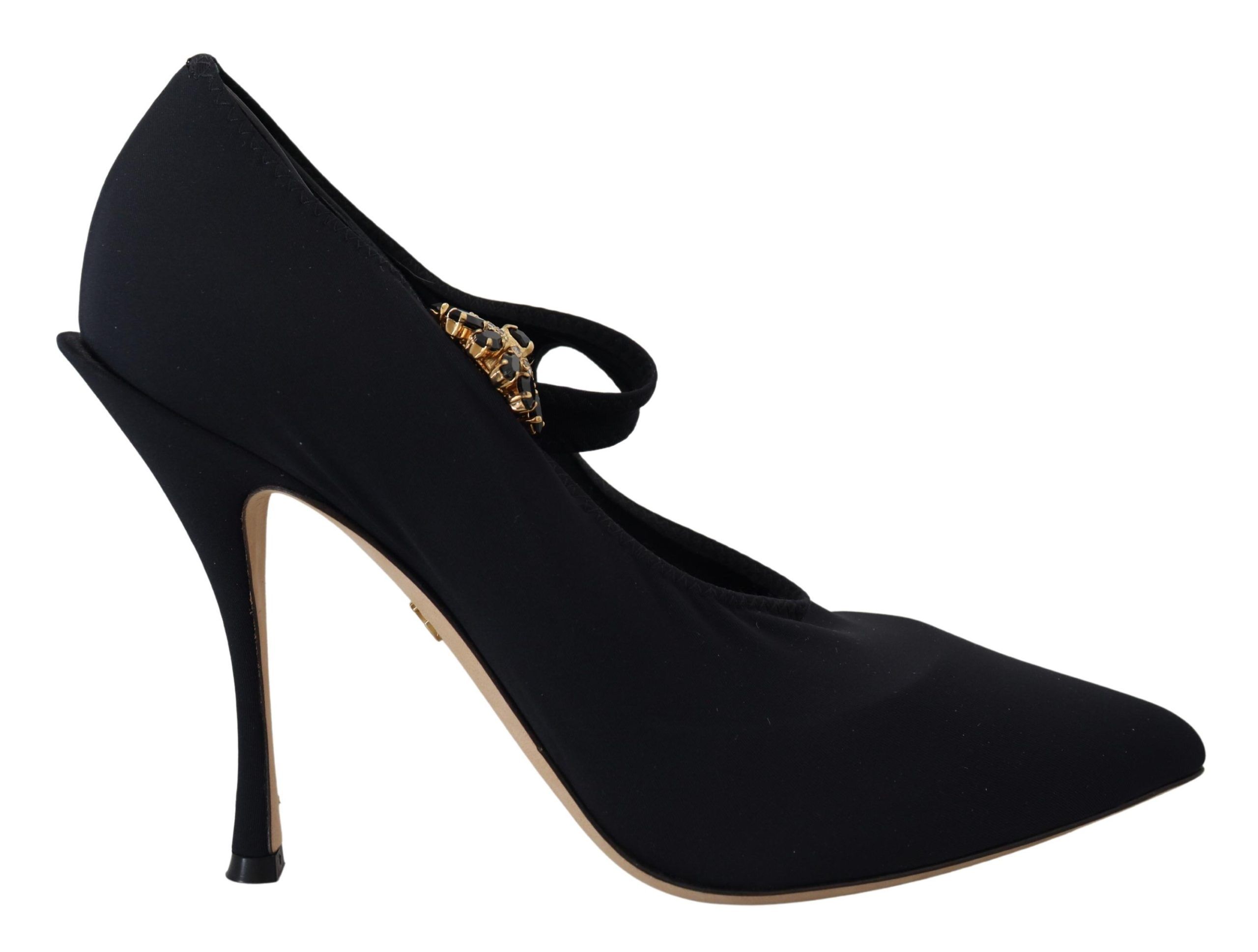 Dolce & Gabbana - Black Socks Stretch Crystal Pumps Shoes
