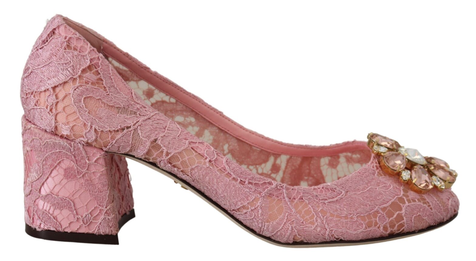 Dolce & Gabbana - Pink Taormina Lace Crystal Pumps Pastel Shoes