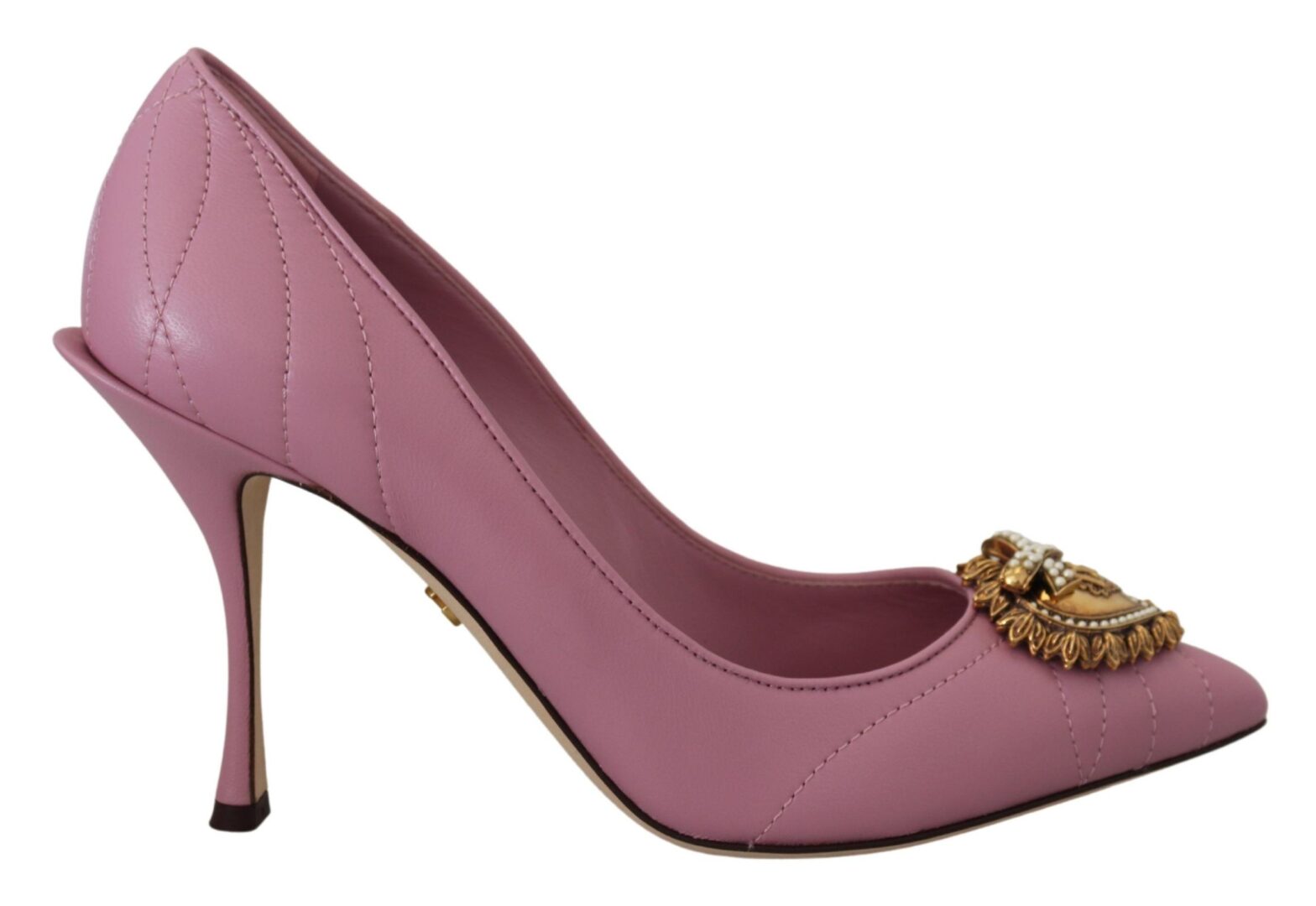 Dolce & Gabbana - Pink Leather Heart DEVOTION Heels Pumps Shoes