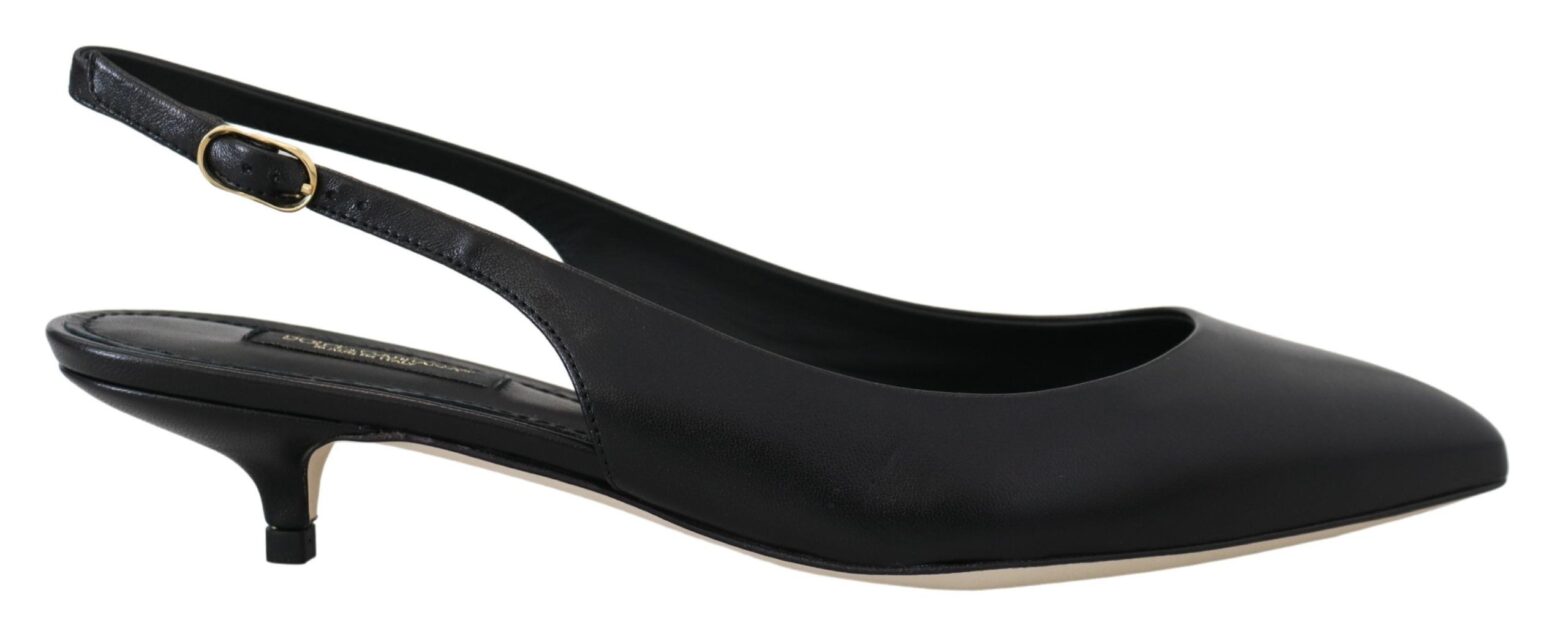 Dolce & Gabbana - Black Leather Slingbacks Heels Pumps Shoes
