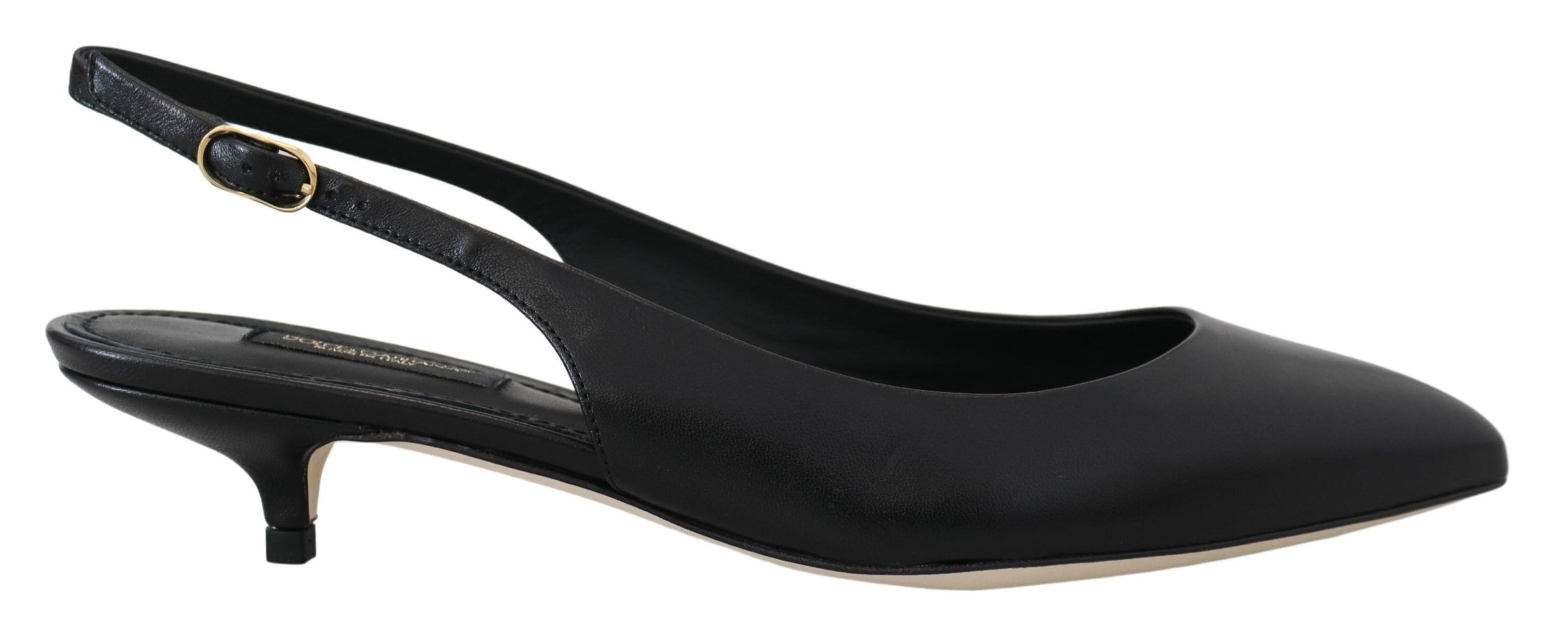 Dolce & Gabbana - Black Leather Slingbacks Heels Pumps Shoes