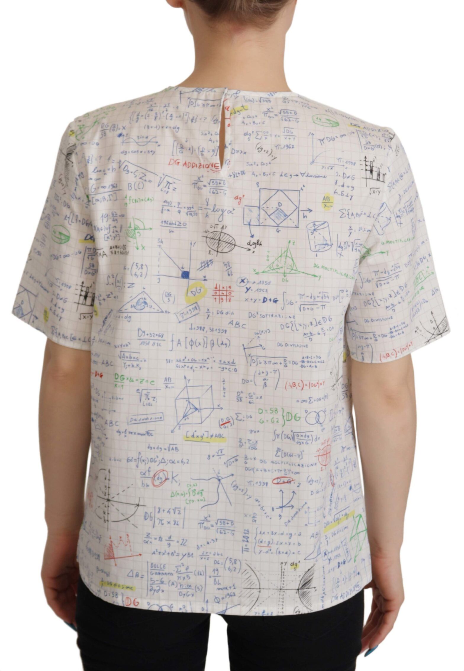 Dolce & Gabbana - White Cotton Algebra Print Short Sleeves Top