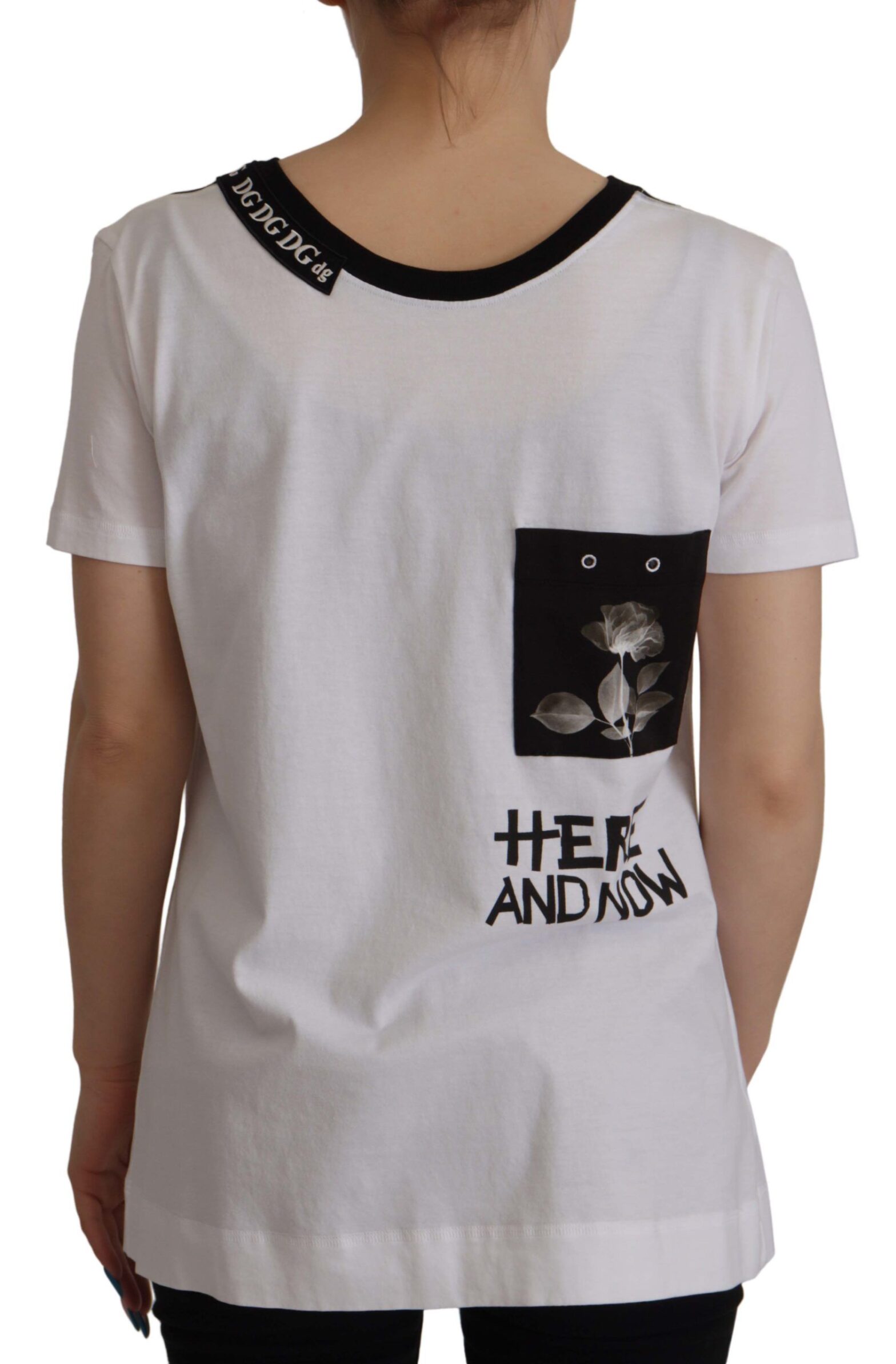 Dolce & Gabbana - White Slogan Print Round Neck Cotton  T-shirt