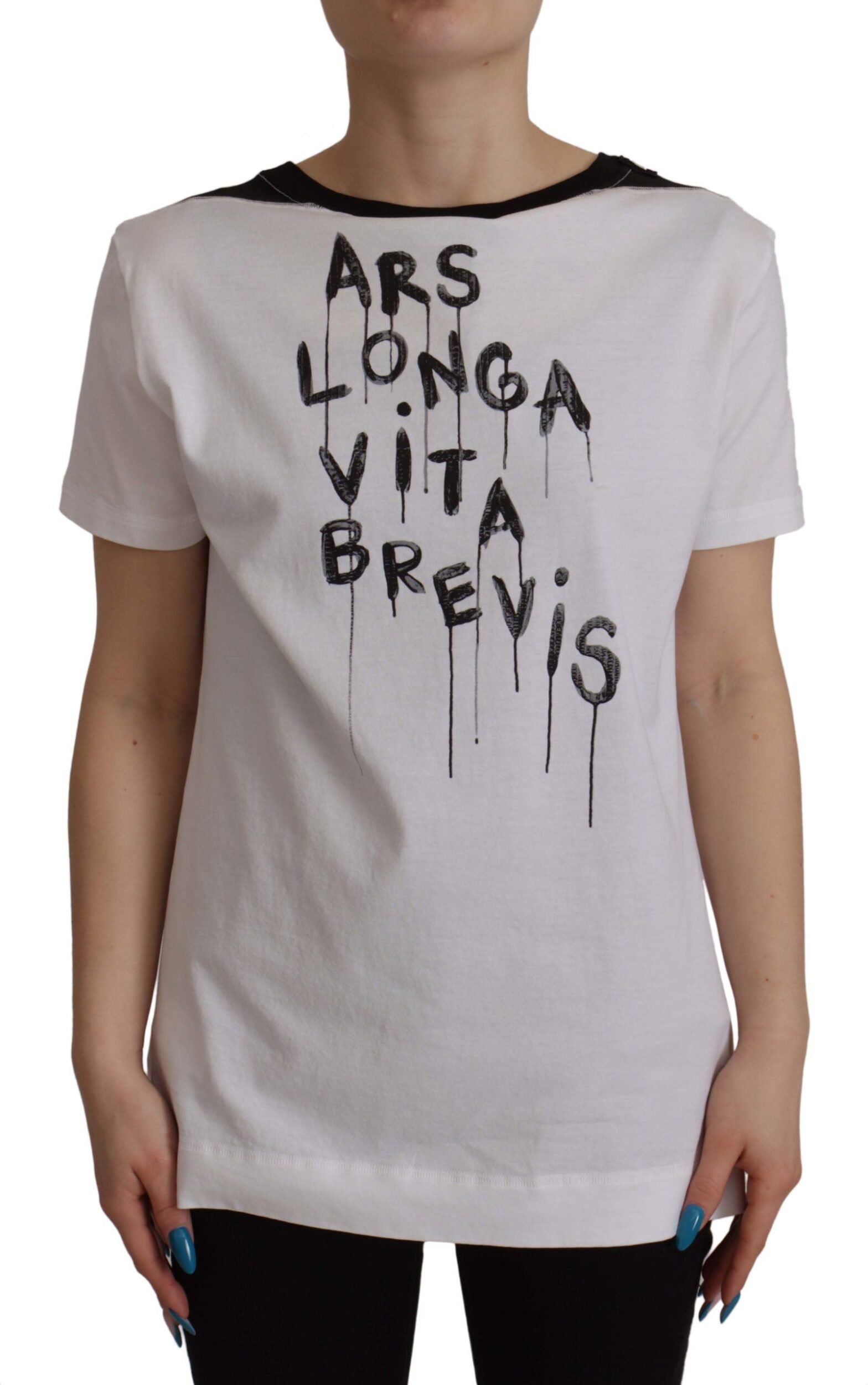 Dolce & Gabbana - White Slogan Print Round Neck Cotton  T-shirt