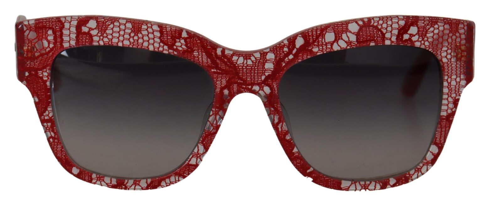 Dolce & Gabbana - Red Lace Acetate Rectangle Shades  DG4231F  Sunglasses