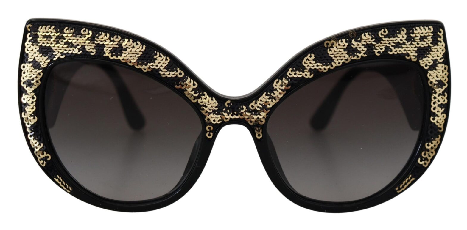 Dolce & Gabbana - Black Gold Sequin Butterfly Polarized DG4326 Sunglasses