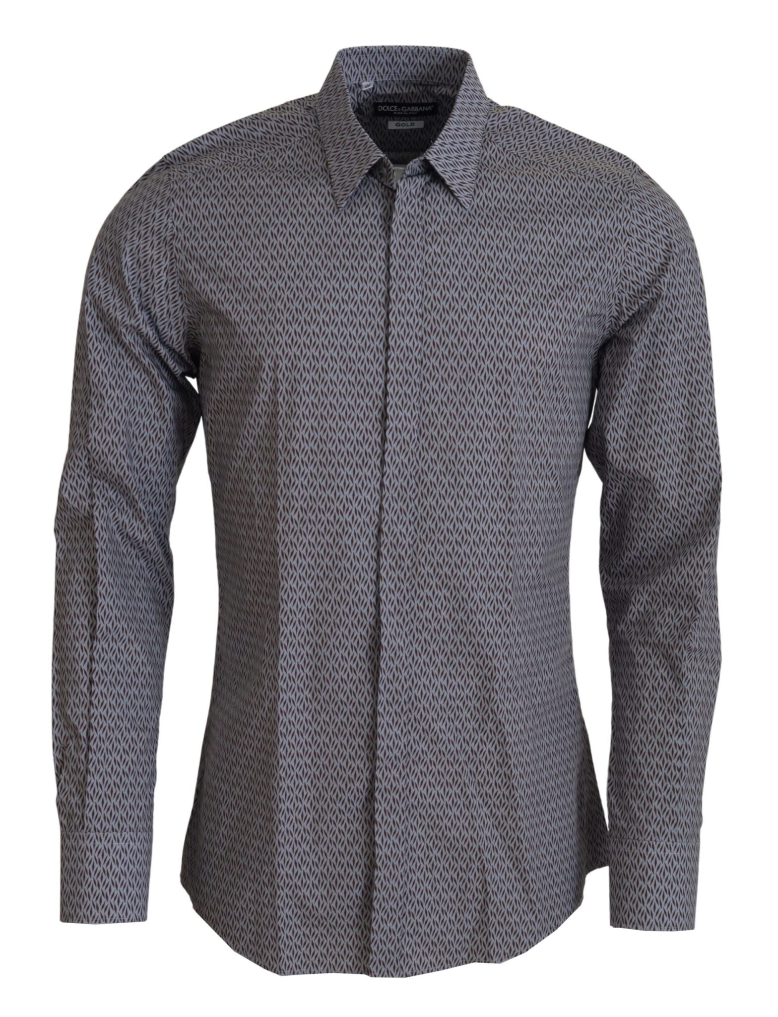 Dolce & Gabbana - Gray Brown GOLD Slim Fit Dress Formal Shirt