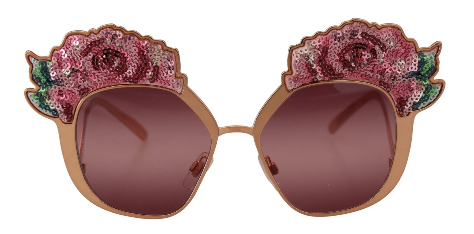 Dolce & Gabbana - Pink Gold Rose Sequin Embroidery DG2202 Sunglasses