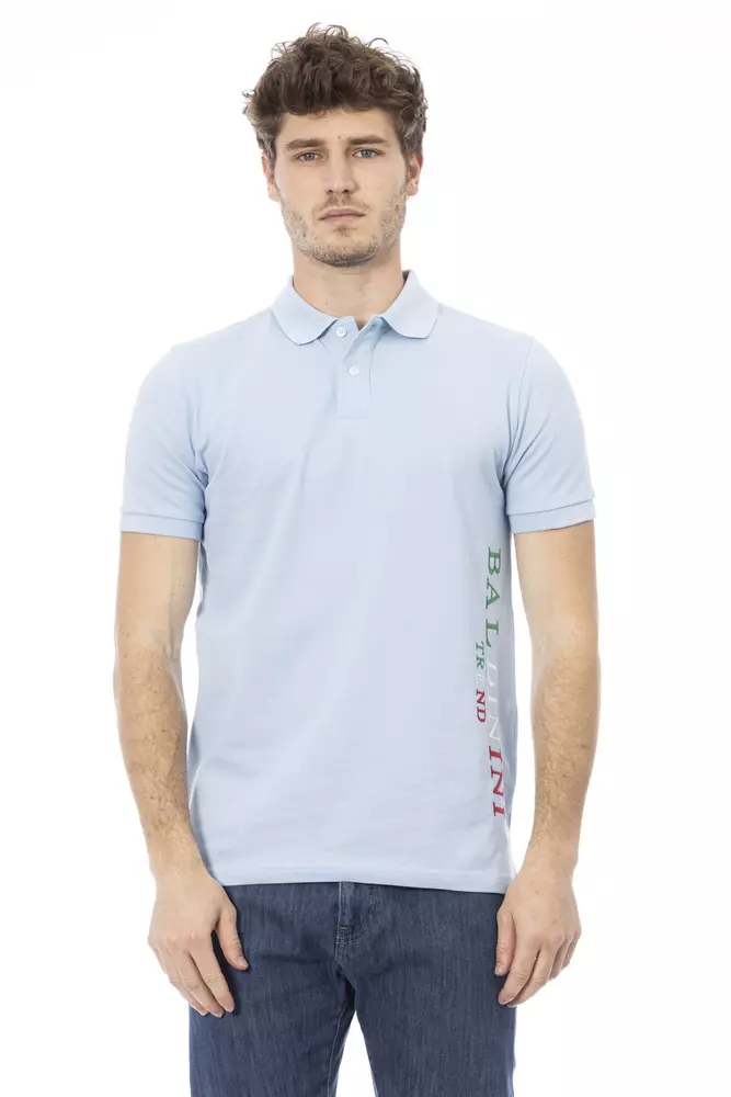 Baldinini Trend - Light Blue Cotton Men Polo Shirt