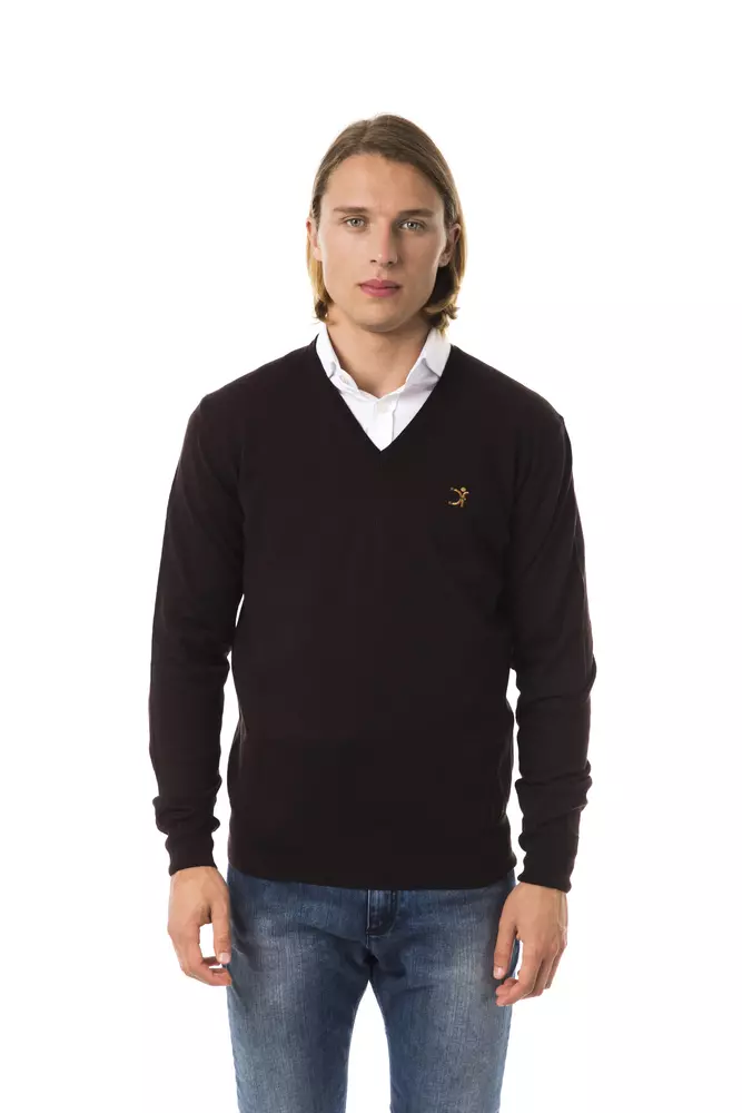 Uominitaliani - Brown Merino Wool Men Sweater