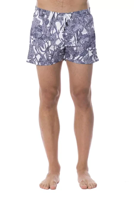 Light Blue Polyester Men's Swim Trunk