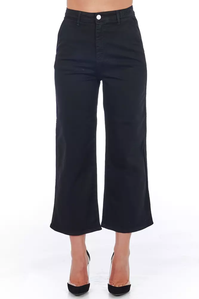 Frankie Morello - Black Cotton Women Cropped Trouser