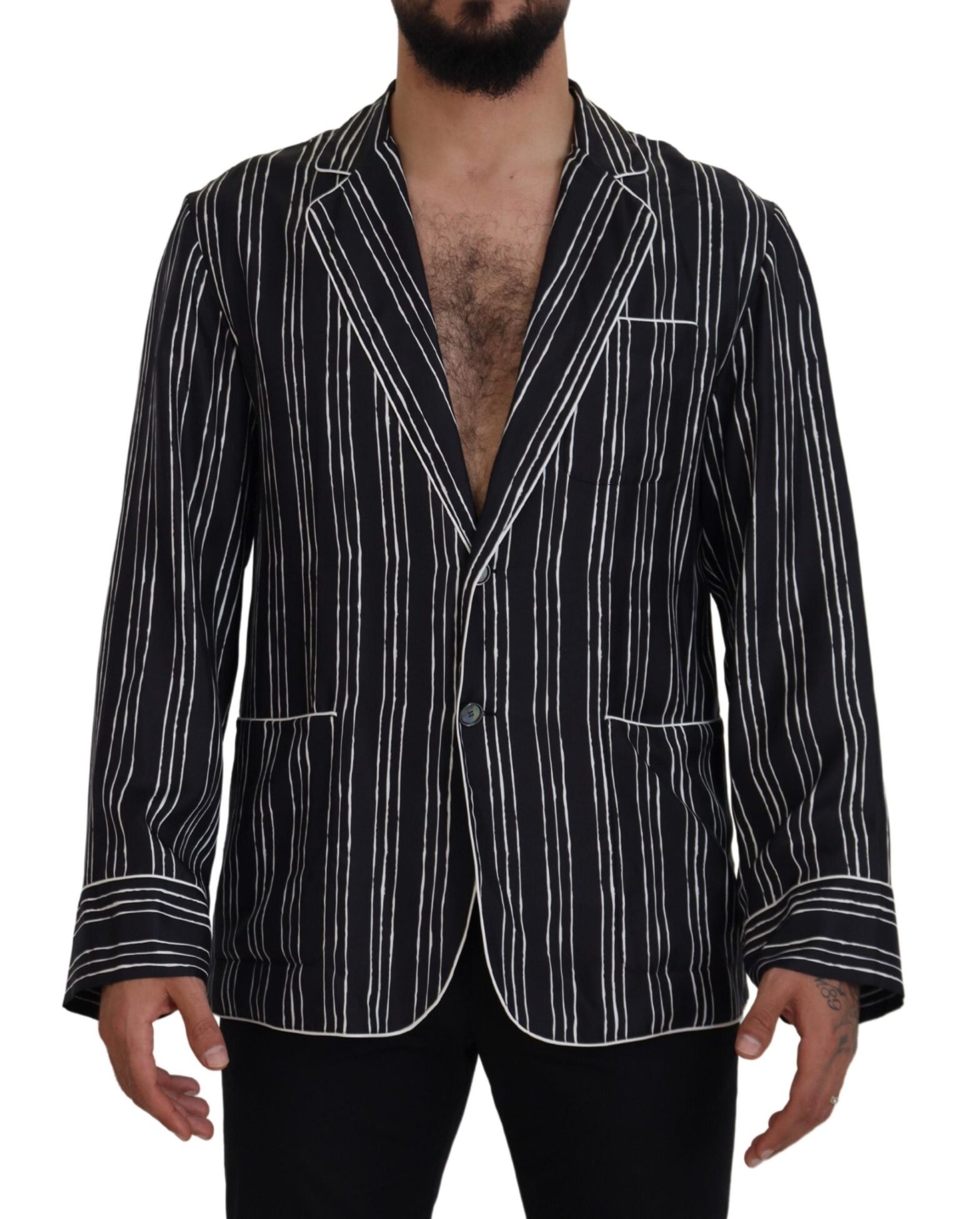 Dolce & Gabbana - Blue Striped Silk Pajama Shirt Jacket