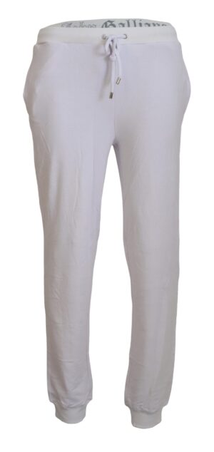 White Cotton Logo Mens Jogger Pants